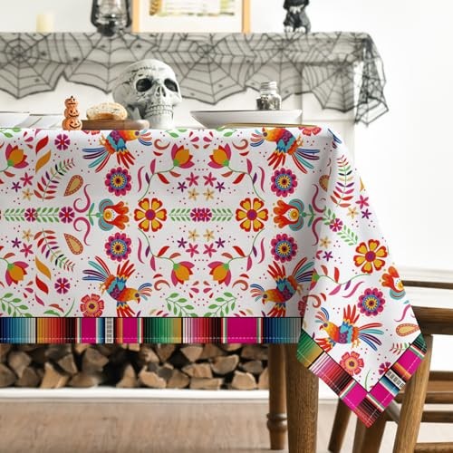 Mexico Tablecloth 60x140 Inch Rectangular, 60" x 140" (Rectangular) White