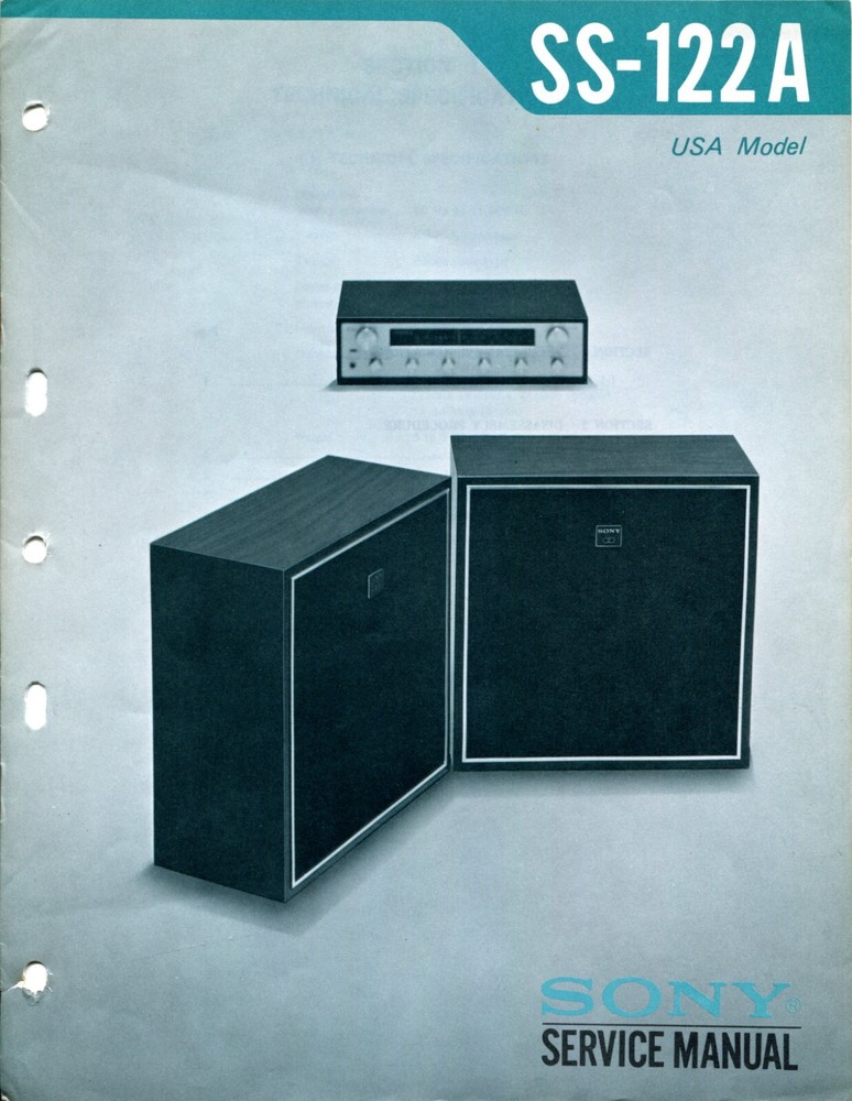 Sony Model SS-122A Speaker System Service Manual