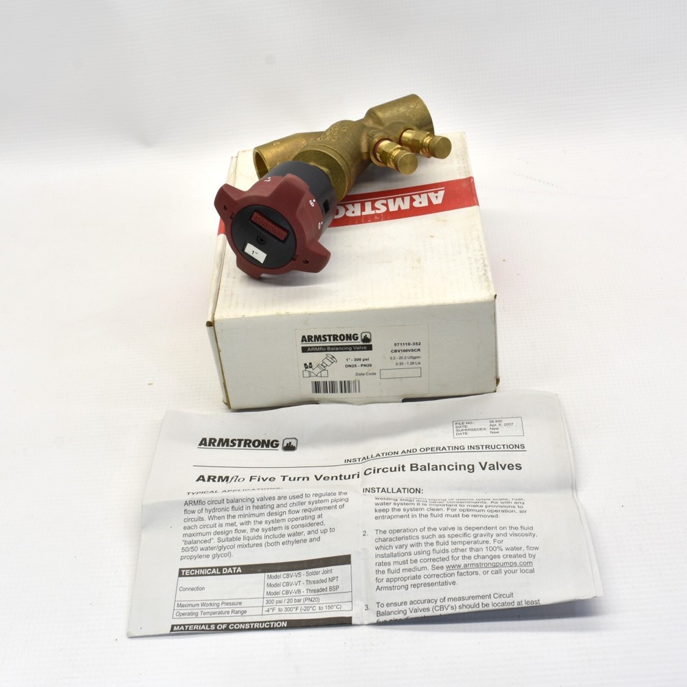 Armstrong Balancing Valve 1" - 300 psi 571110-352 5.2 - 20.2 USgpm