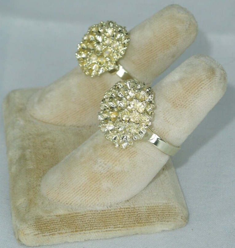 2 Ring Blanks Settings Cabochon Adjustable silver Plated Brass NEW 86V