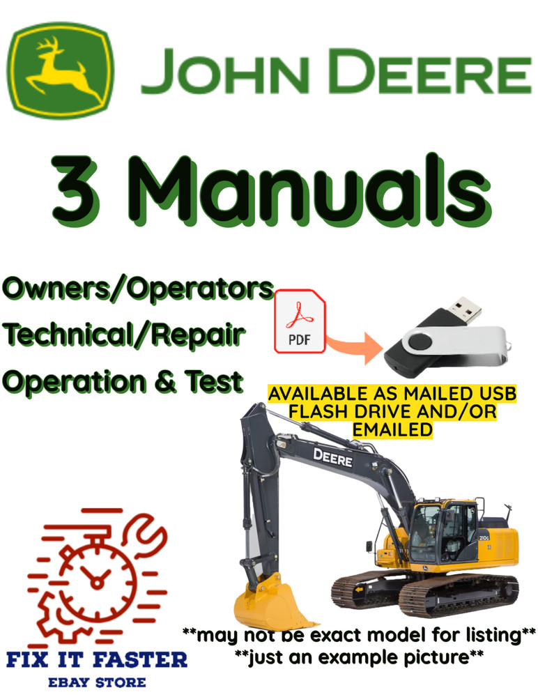 JOHN DEERE 27C ZTS EXCAVATOR OWNERS TECHNICAL OPERATION & TEST MANUAL PDF USB