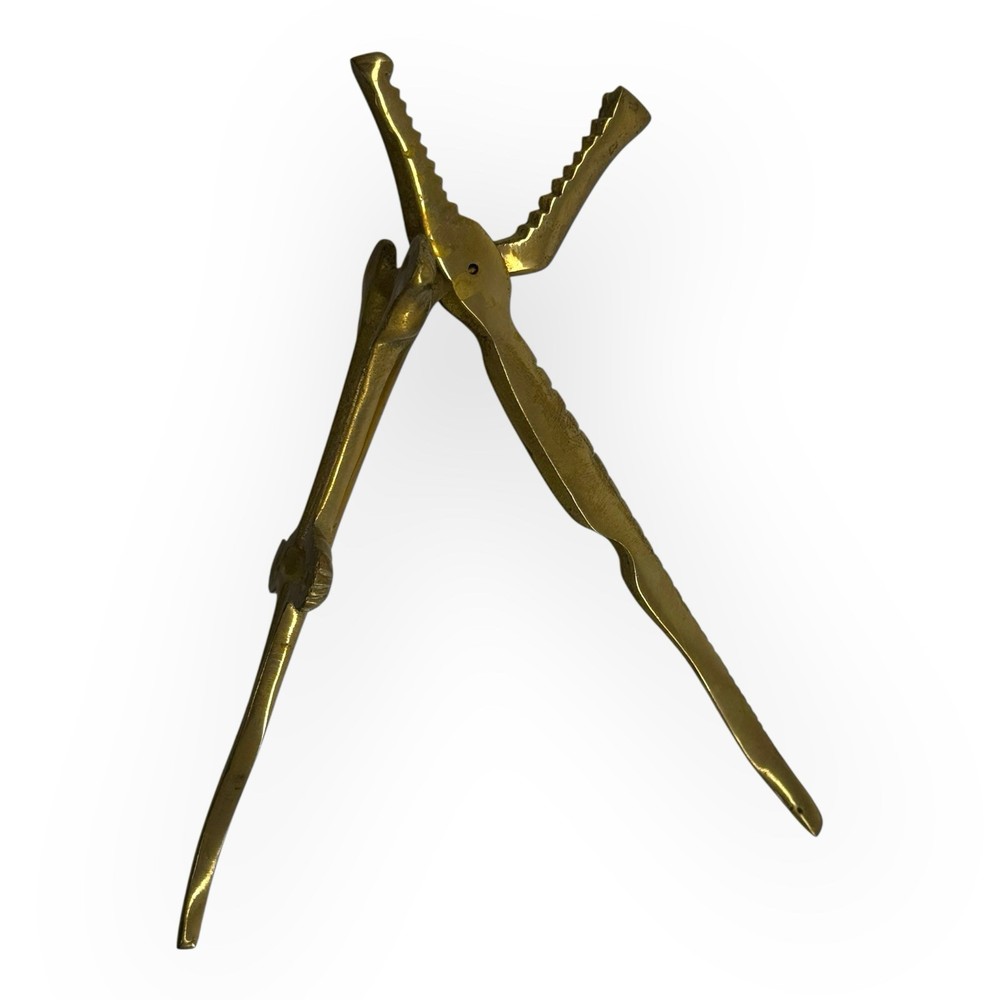 Solid Brass Alligator Nutcracker Seafood Crab Cracker 7.5" Figural MCM Vintage