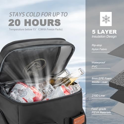 Insulated Cooler Backpack for 33/45 Cans, Leakproof Double Deck, Lightweight Tra