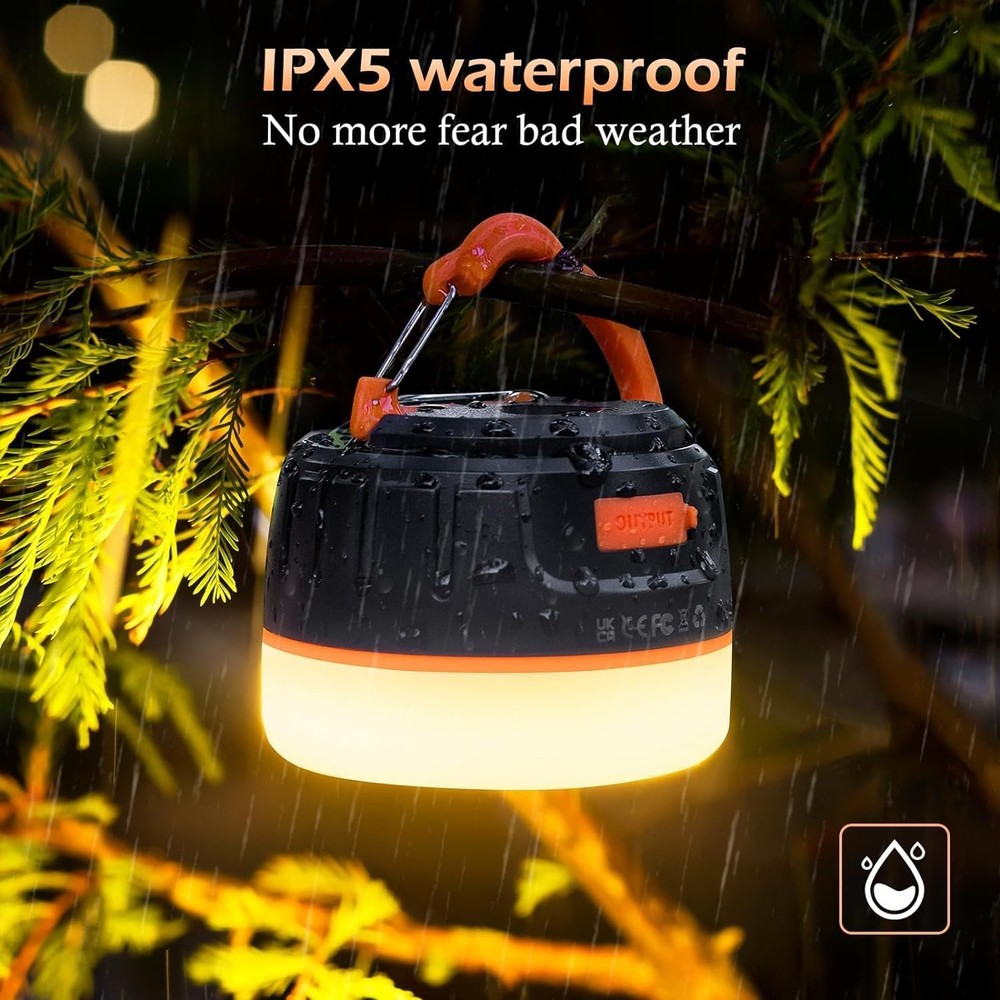 Sinvitron LED Camping Lantern Rechargeable with Remote 2 Pack, Black&Org