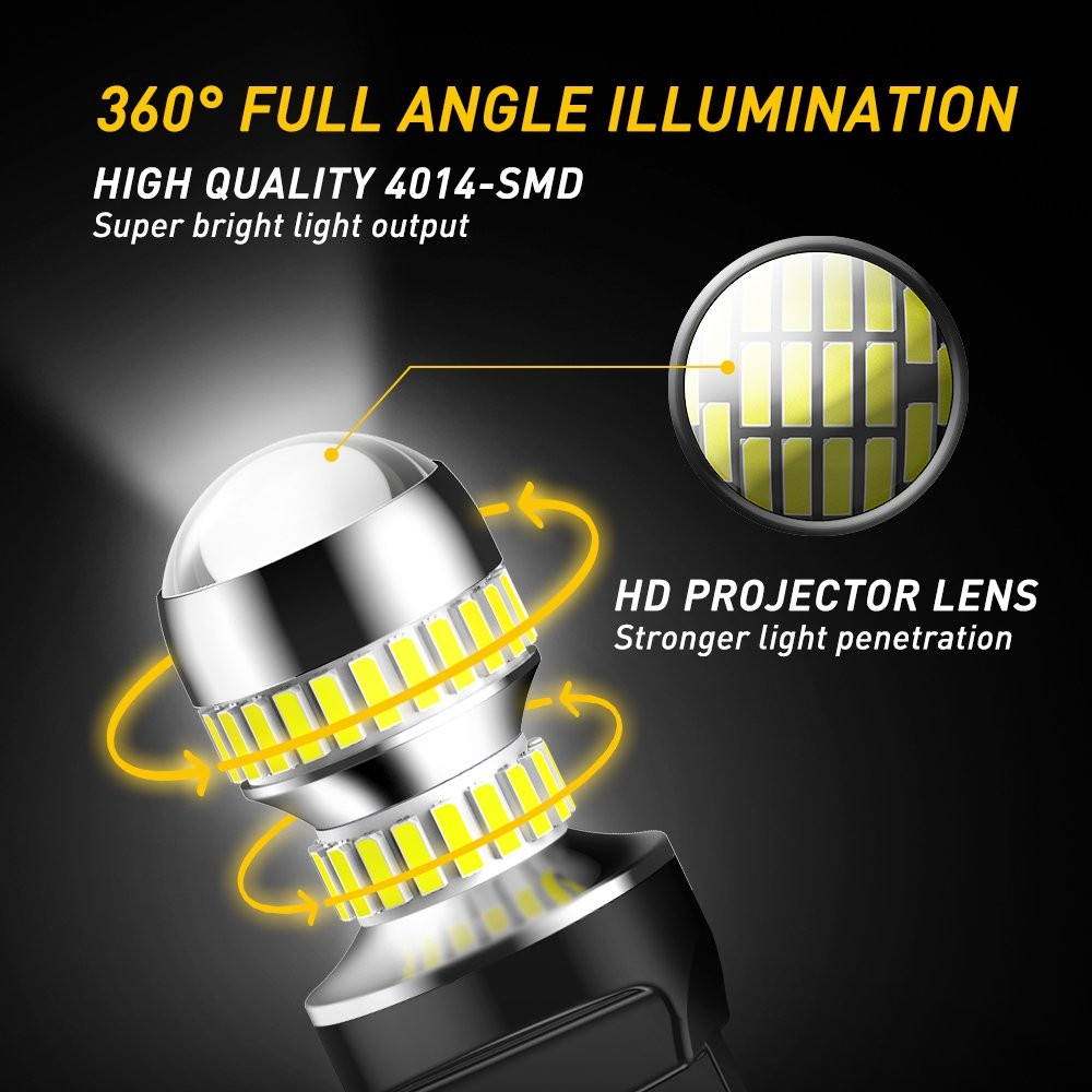 AUXITO 7440 7443 LED Back Up Reverse Light Parking Bulb 6000K White Canbus 2X