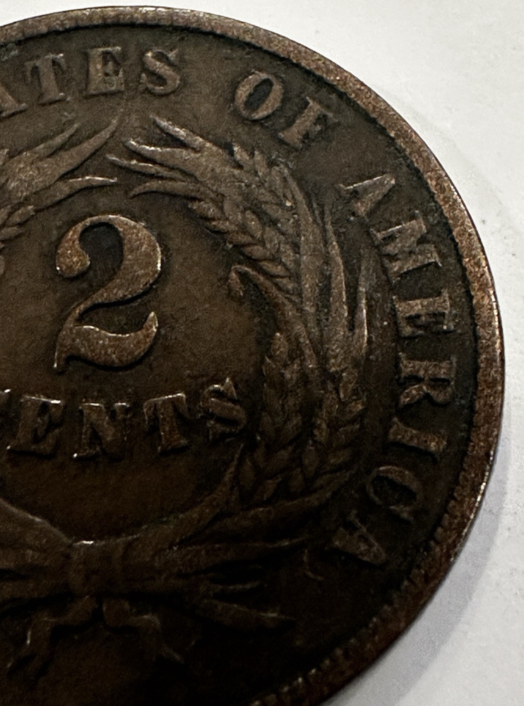 1864 two cent piece large motto LME