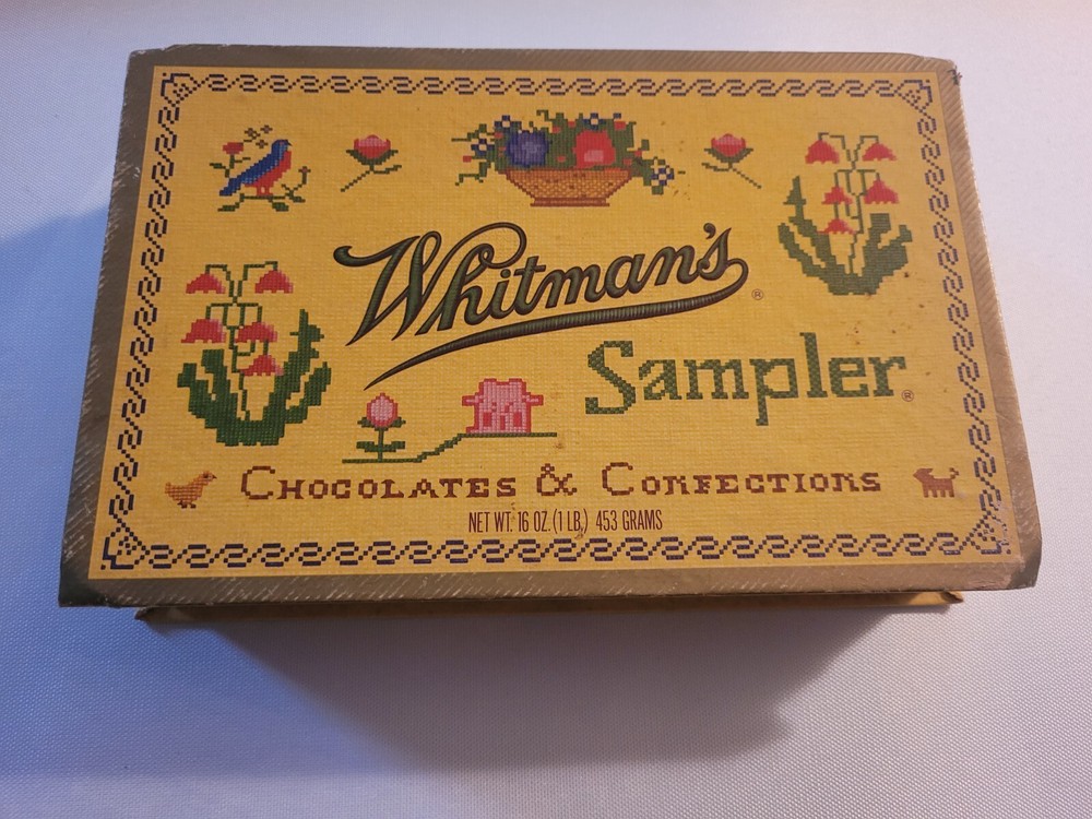 Vintage Whitman's Sampler Empty Cardboard Box 16oz Chocolate & Confections