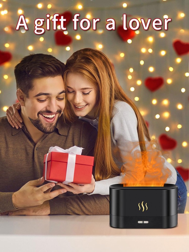 Flame Effect Essential Oil Diffuser, 180ml Ultrasonic Aromatherapy Black