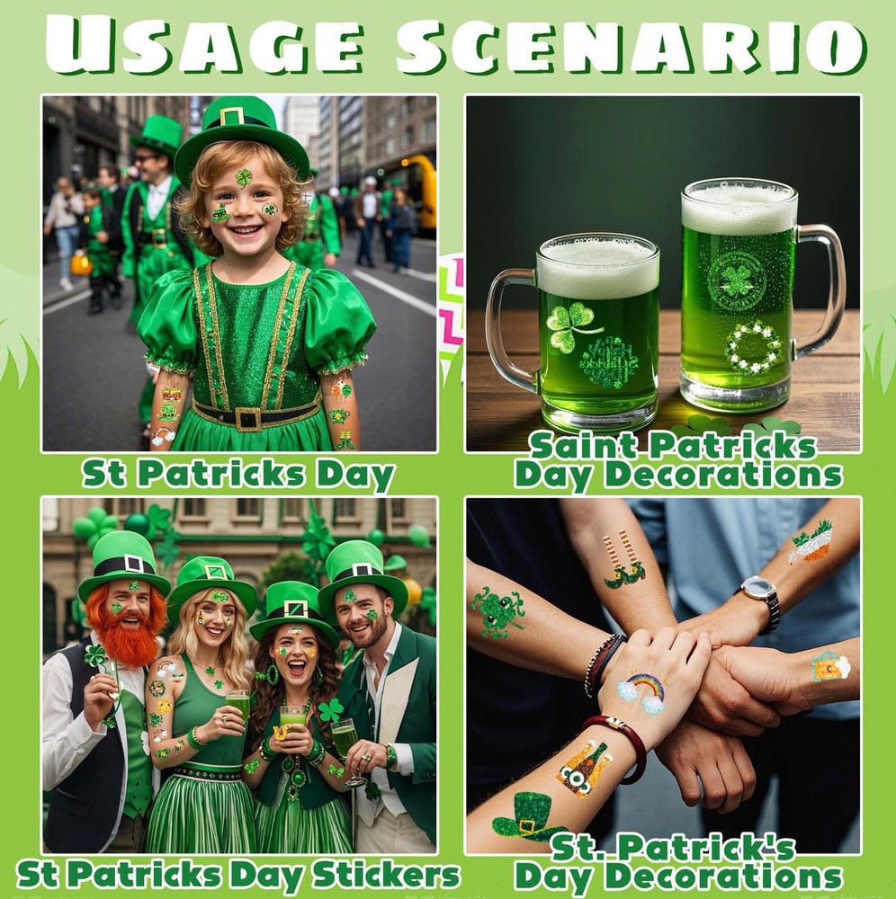 St Patricks Day Accessories & Decorations, 48Pcs St. Patrick's Green