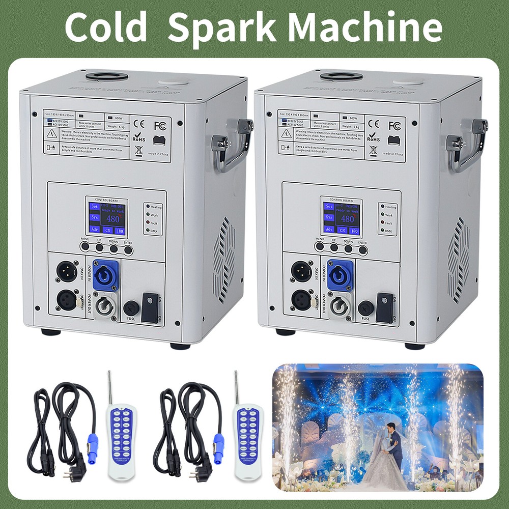 2Pcs Cold Spark Machine 750W Firework Machine DMX512 DJ Stage Effect with Handle