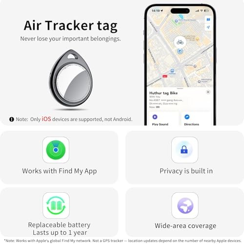 4 Pack Air Tracker Tags - 5.3 Bluetooth Tracker - Work with Apple - Black
