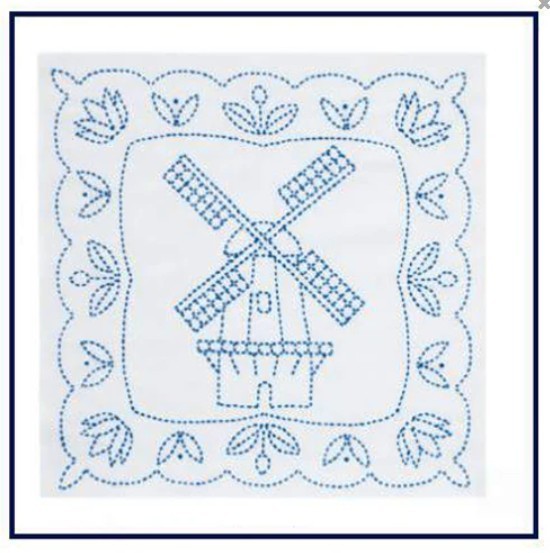 Sashiko World - NETHERLANDS - WINDMILL - Sampler Kit with Needle & Thread