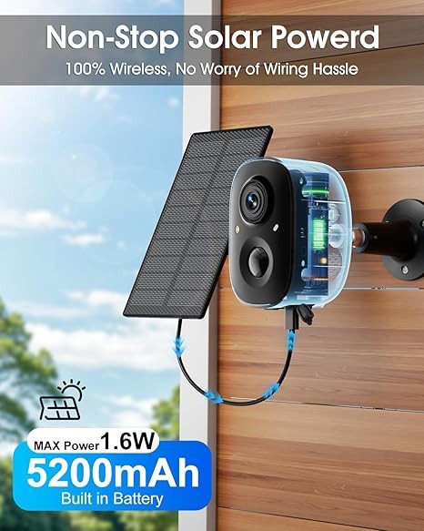 4MP Wireless Color Security Camera System Solar Battery Powered 2-Way Audio