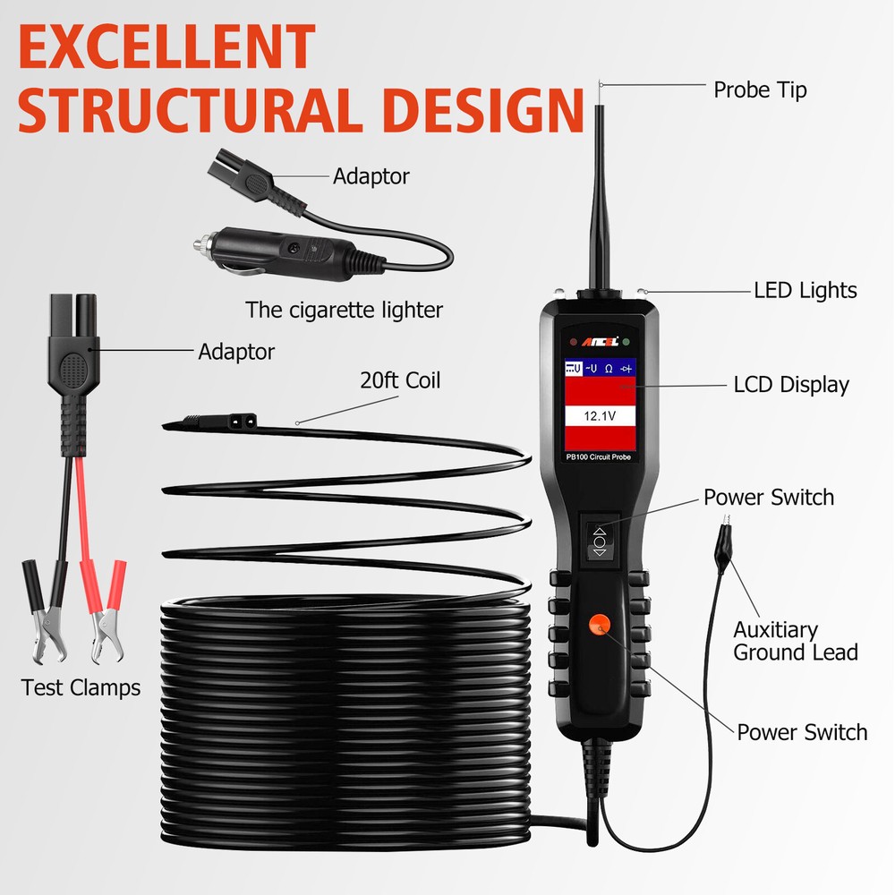 ANCEL PB100 Circuit Probe Electrical Integrated Voltage Power Scanner Tool