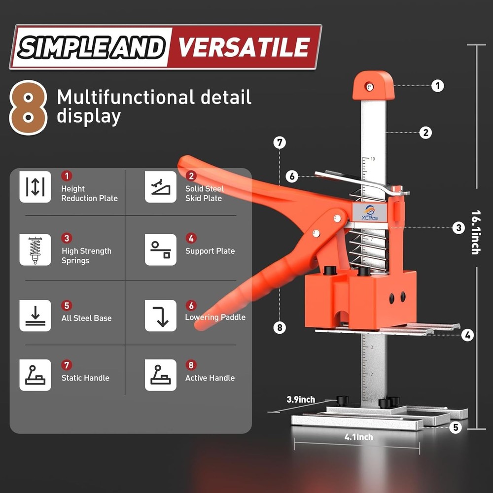 Multi-Function Wall Tile Locator with Adjustable Lifting Device and Handles