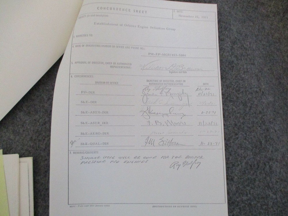 1970-72 NASA MSFC SSME ORBITER DEVELOPMENT/SIGNED AWARD CERTIFICAT-EBERHARD REES