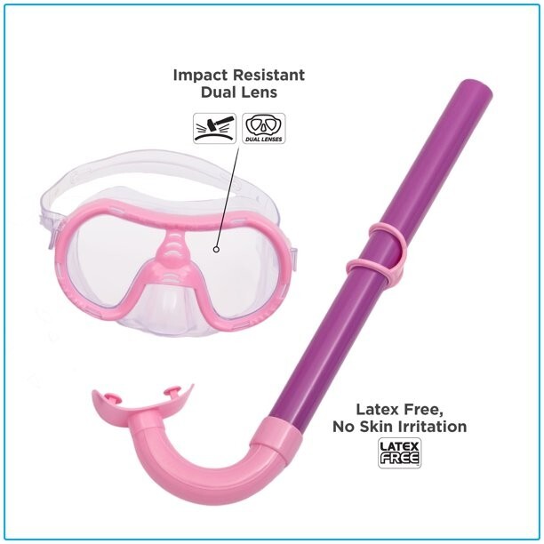 Dolfino Childs Snorkel Set Mermaid With Drawstring Back Pack New!