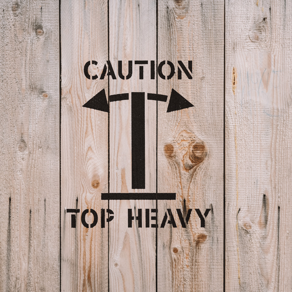 Caution Top Heavy Stencil - Durable & Reusable Mylar Stencils
