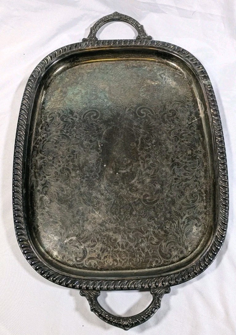 Vintage Silverplate Serving Tray Leonard Silver MRRS Mfg Corp Made In USA