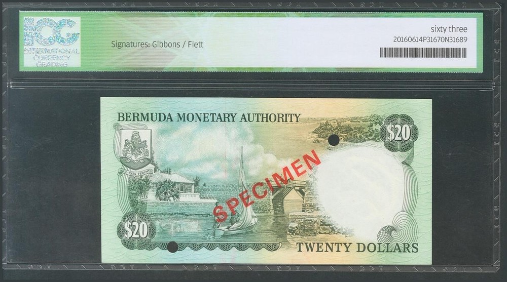 Bermuda. 1 To 100 Dollars. (1978ca) . Bermuda Monetary Authory. Specimen. ( Pick