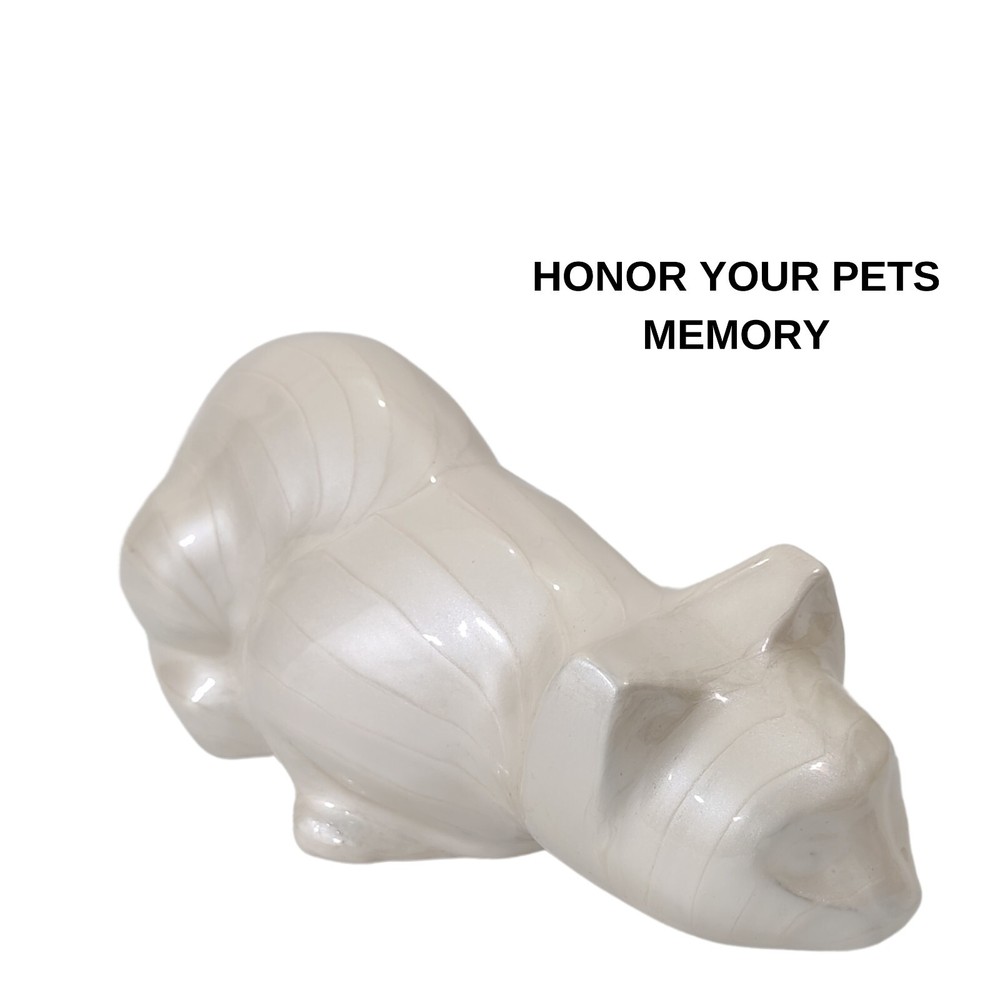 Cat Memorial Urn, Beautiful Container for Ashes - Cremation Keepsake urn White