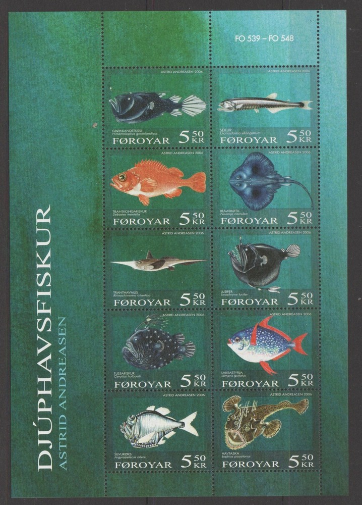 FAROE ISLANDS 2006 Deepwater Fish Mini Sheet MNH $8.50