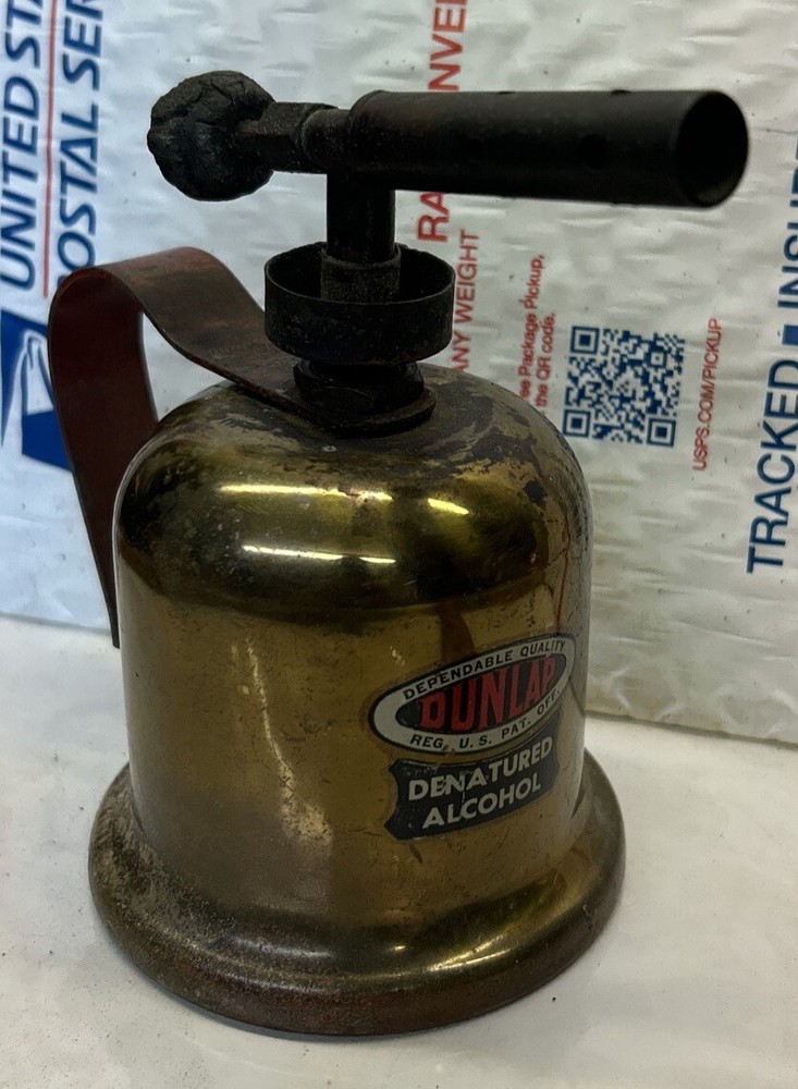 Vintage DUNLAP Brass Mini Denatured Alcohol Torch