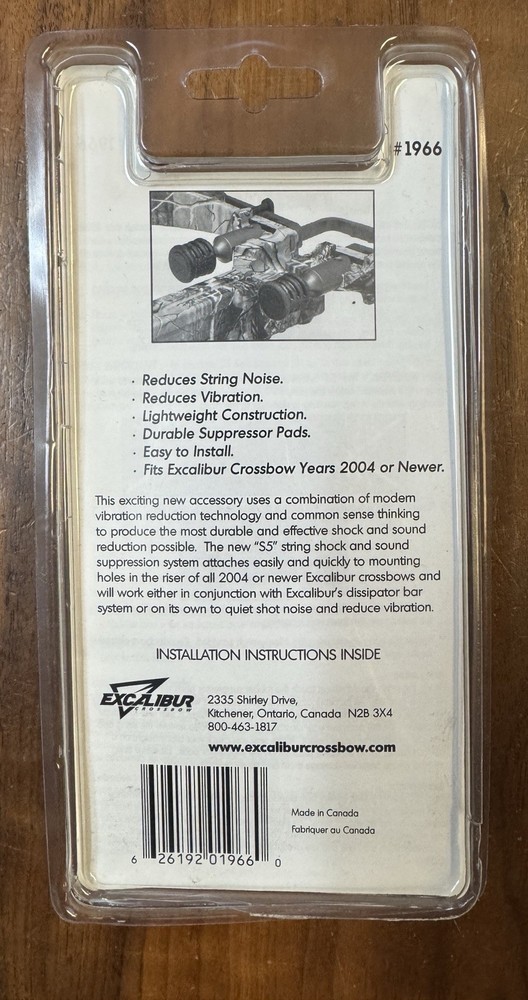 New Excalibur Crossbow S5 String Shock Sound Suppression System 1966