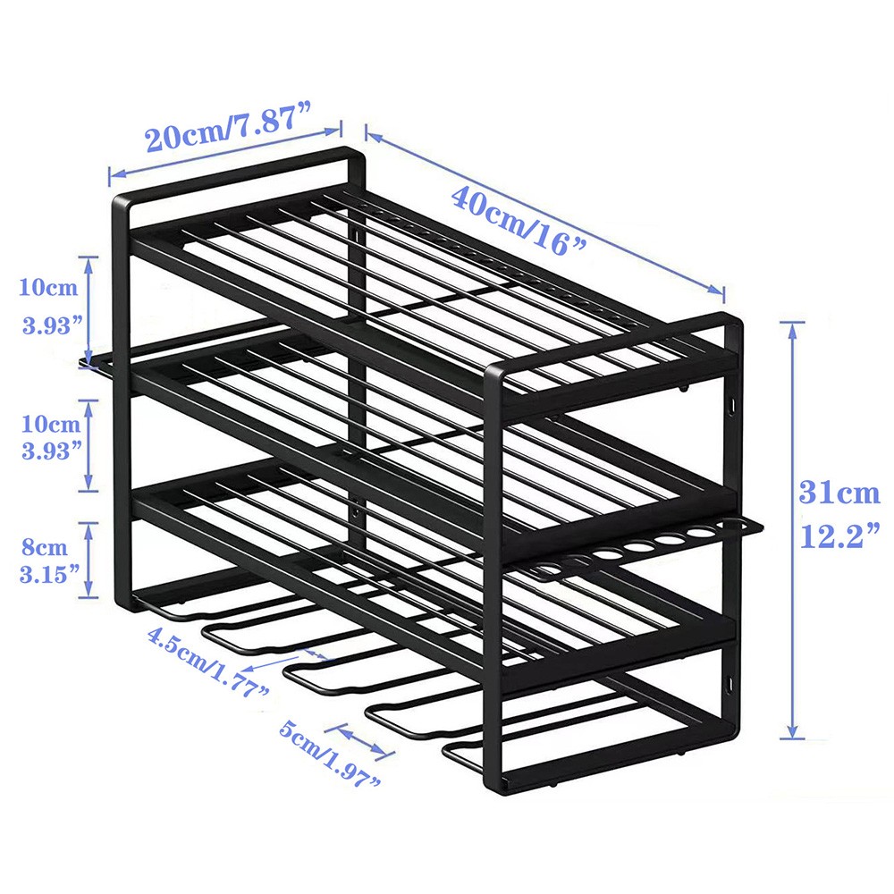 4-Layer Power Tool Organizer Wall Mounted Tool Rack for Cordless Drill Storage