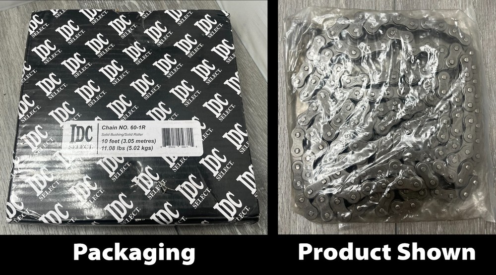60 LB Chain IDC Select 60-1R Solid Bushing/Solid Roller Chain, 10 FT