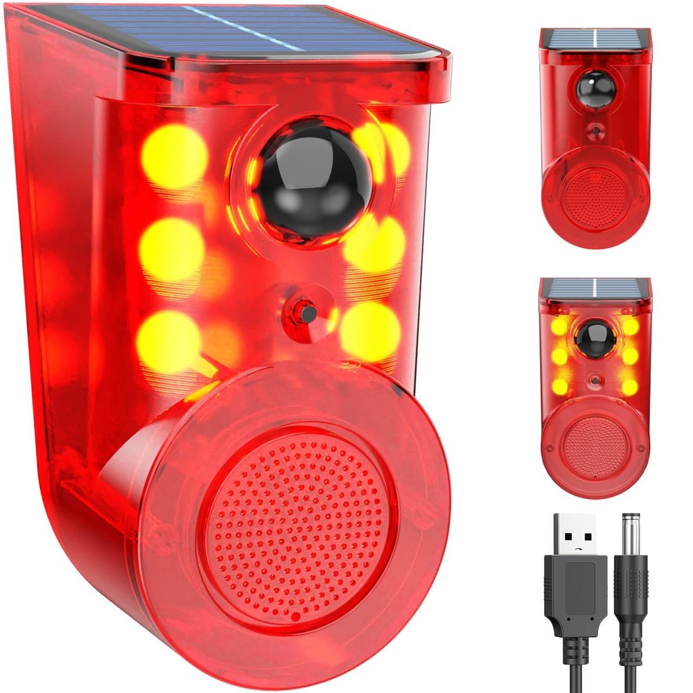 Solar Motion Sensor Alarm Device - Waterproof, Multi-Mode, Wide-Angle Sensing...