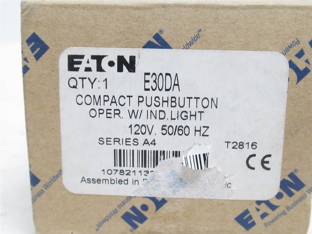 240233 New In Box; Eaton E30DA Single Button Operator; Illuminated; 120VAC