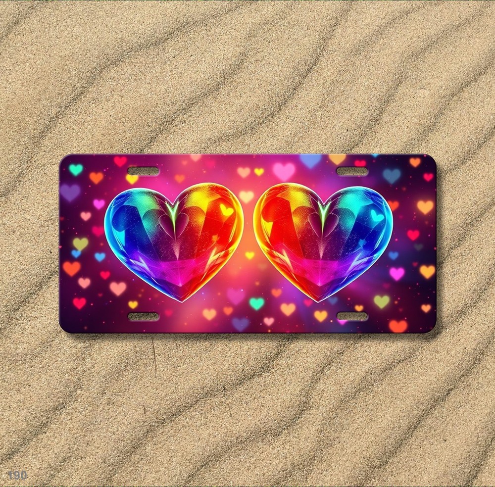 Vibrant Hearts License Plate Personalized Vanity Plate Gift Idea