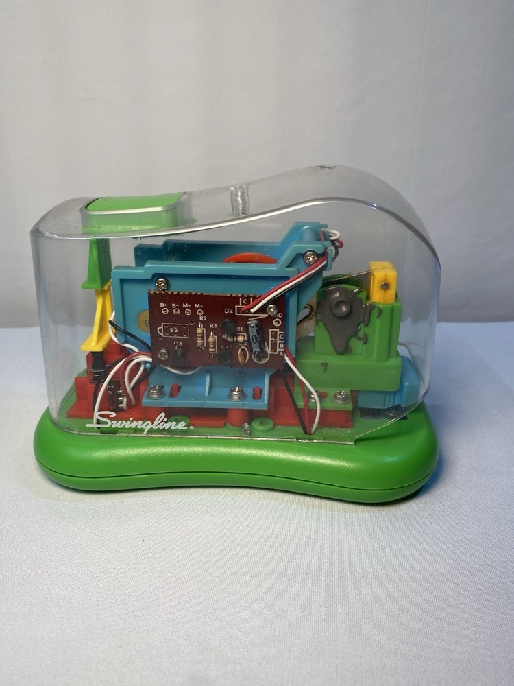 Swingline See Through Clear Stapler, Green Base, Automatic And Electric Untested