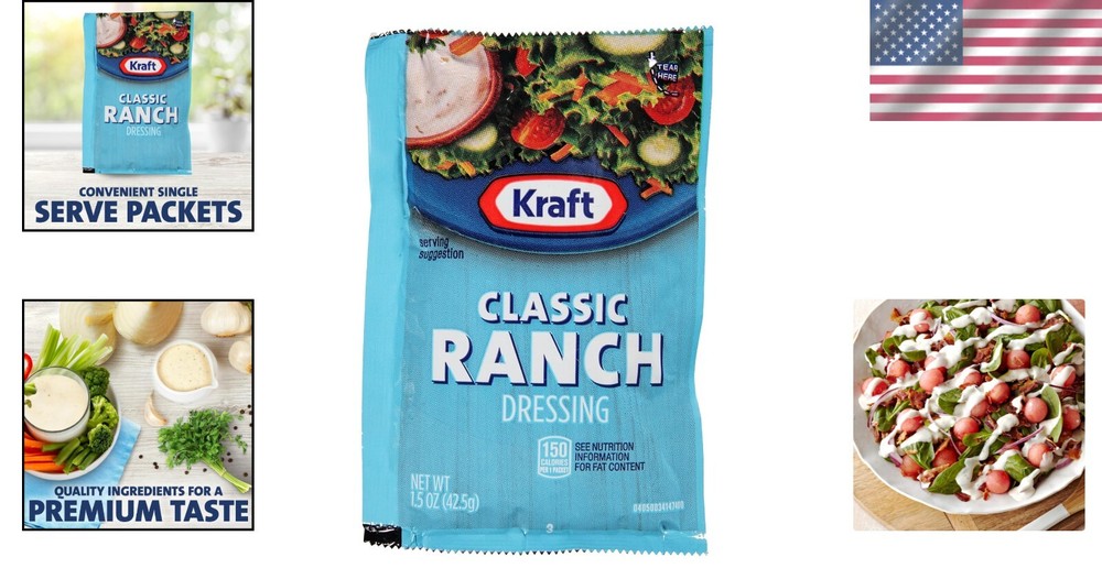 Convenient 60-Pack 1.5 oz Single Serve Ranch Dressing Packets by Kraft