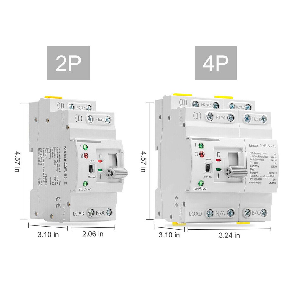 Mini Dual Power NEW Automatic Transfer Switch Grid to Alternator 4P 63A 110V