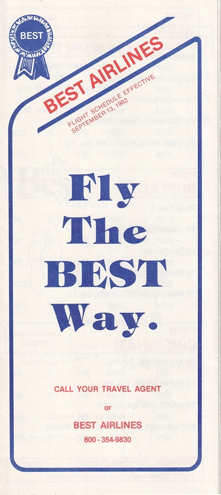 Best Airlines timetable 1982/09/13