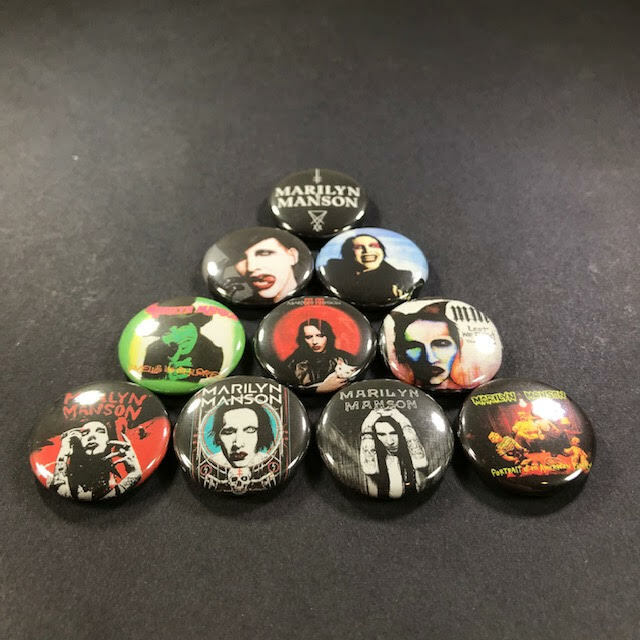 Marilyn Manson 1" Button Pin Set Goth Dark Rock