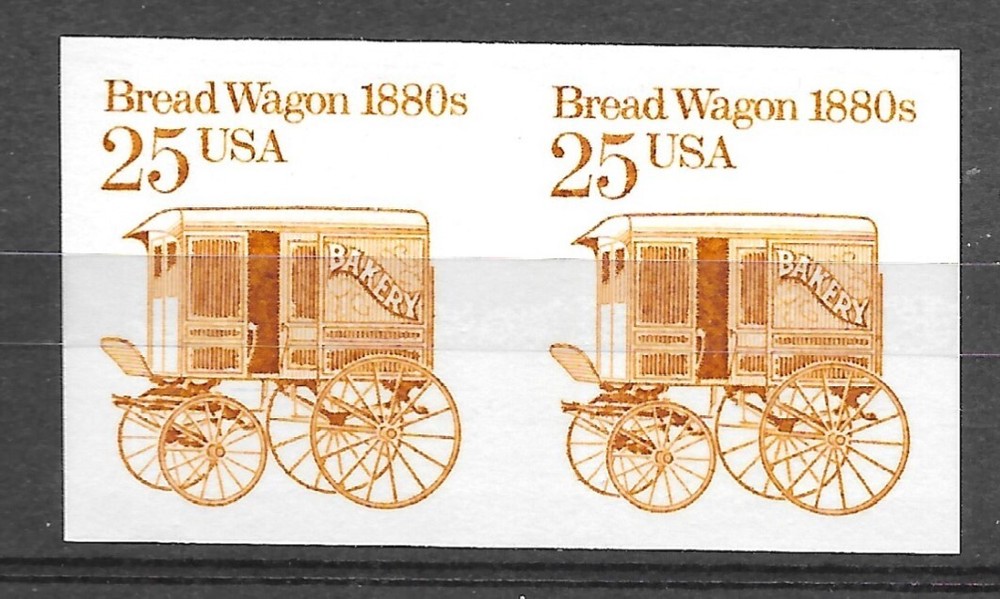 IMPERFORATE Scott #2136a, 25c Bread Wagon With Block Tagging Shift MNH,
