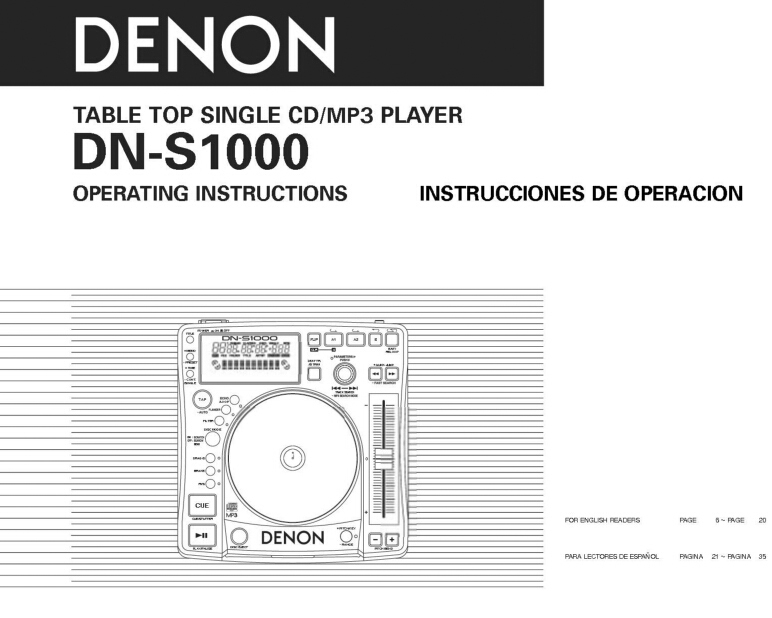 Denon DN-S1000 CD Player Owners Instruction Manual