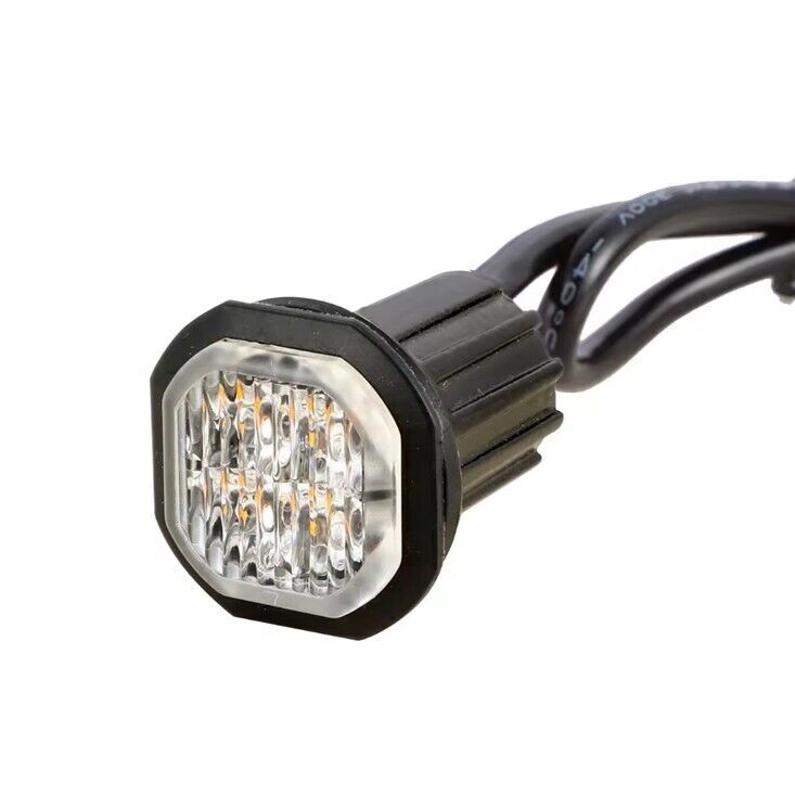 ROUND BUTTON LOW PROFILE FLUSH FIT AMBER LED STROBE EMERGENCY WARNING LIGHT