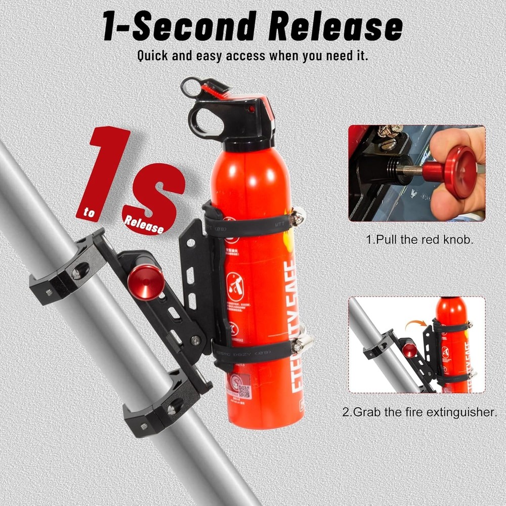 UTV Fire Extinguisher Mount Kit- Quick Release Roll Bar Fire Extinguisher Hol...