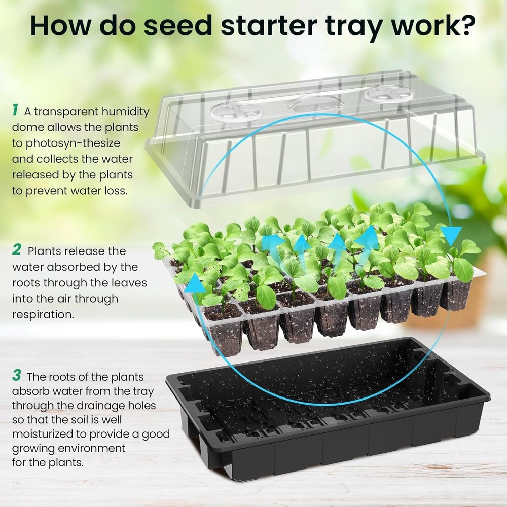 Full Spectrum LED Seed Starter Tray with Humidity Control - Effortless Growth