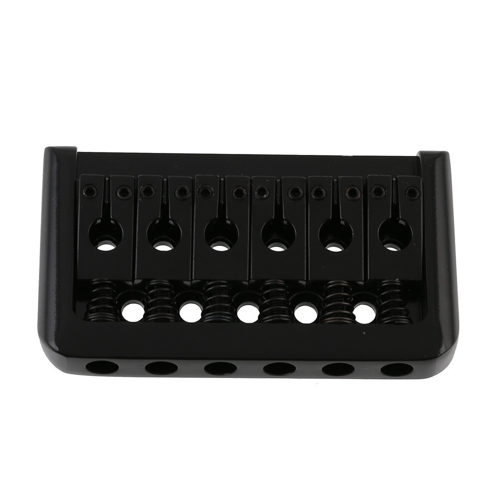String Thru Fixed Bridge w/ Round Hole Saddle Hard Tail Guitar Bridge Black