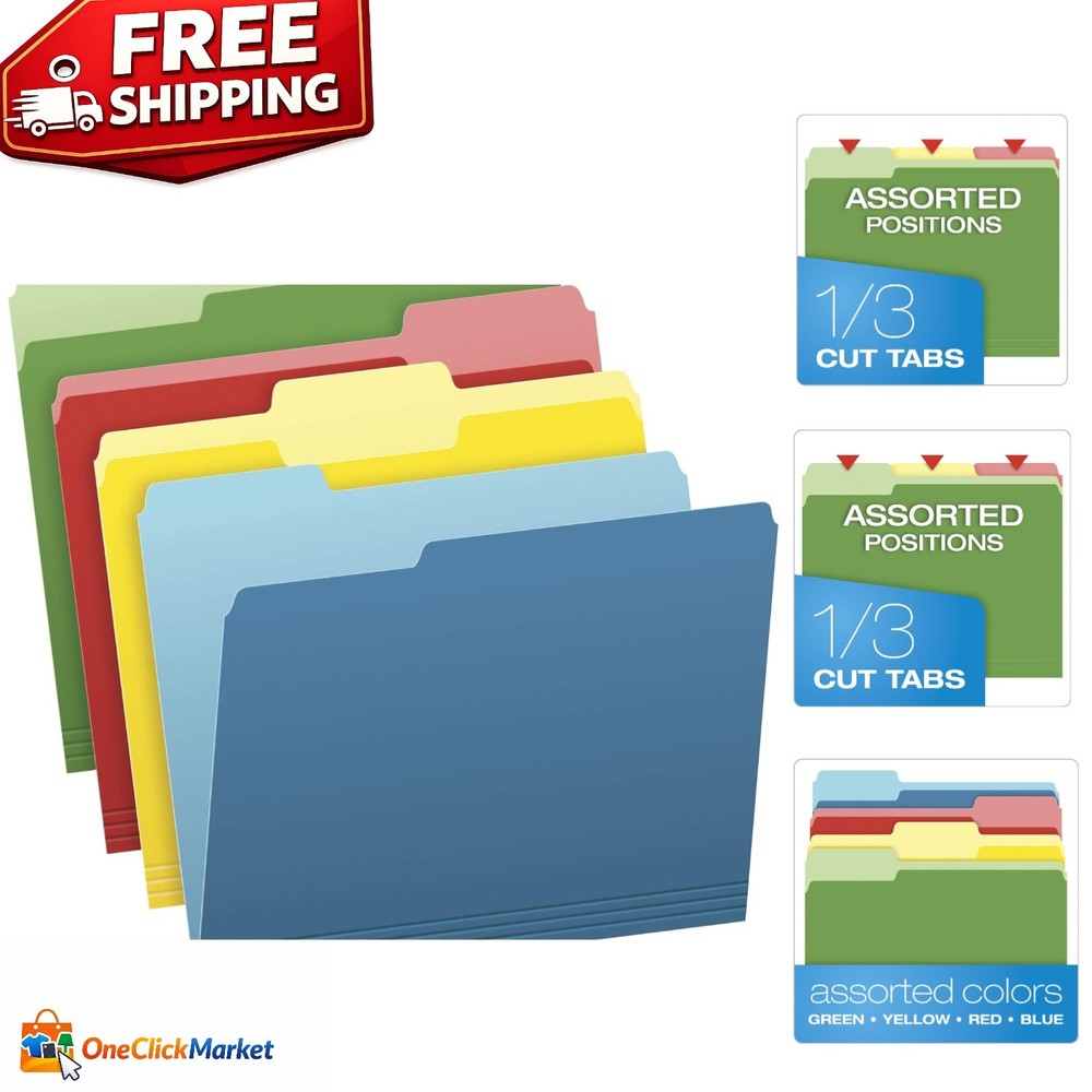 Organize with Style: 36 Pack Colored File Folders, Letter Size & Easy Read Tabs