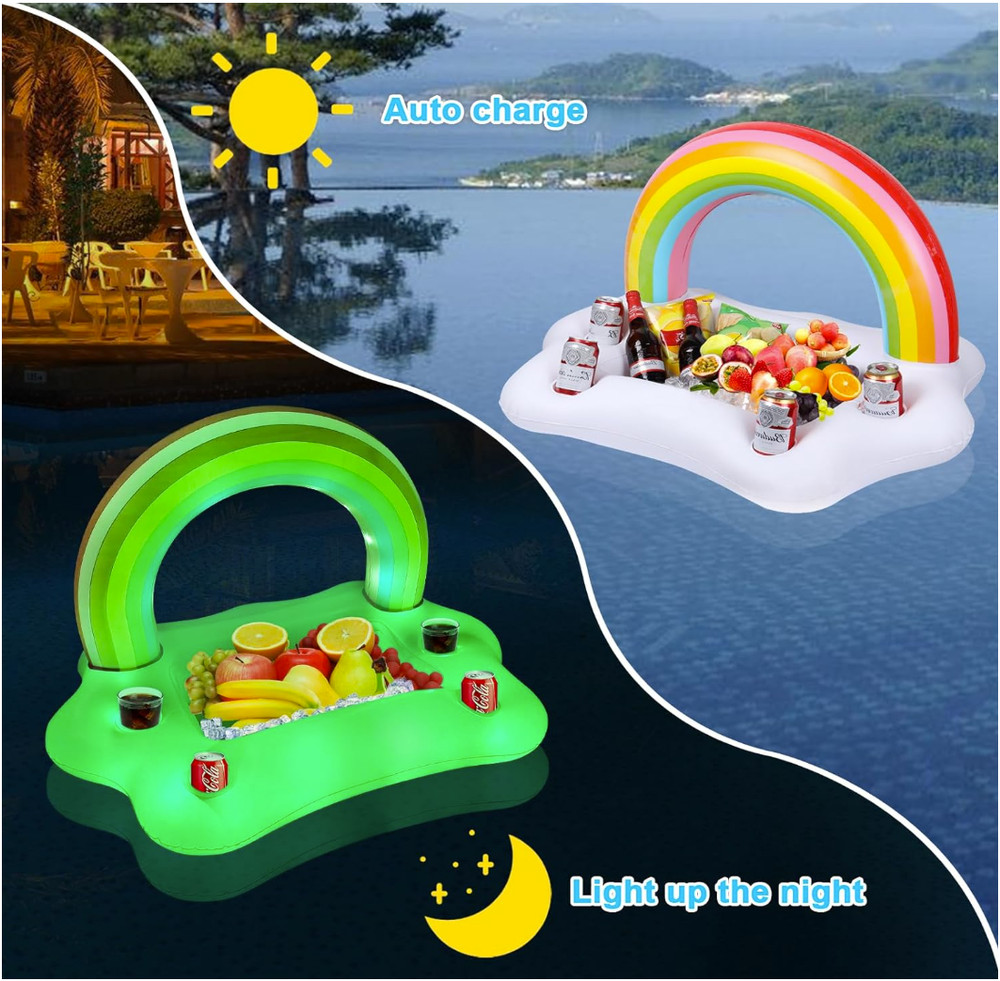 Inflatable Floating Drink Holder Pool Bar Float 4 Cup Holders Snack Tray Cloud