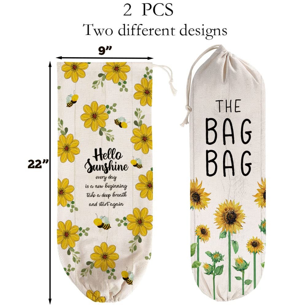 2Pcs Sunflower Plastic Bag Holder for Kitchen Essentials, Large,