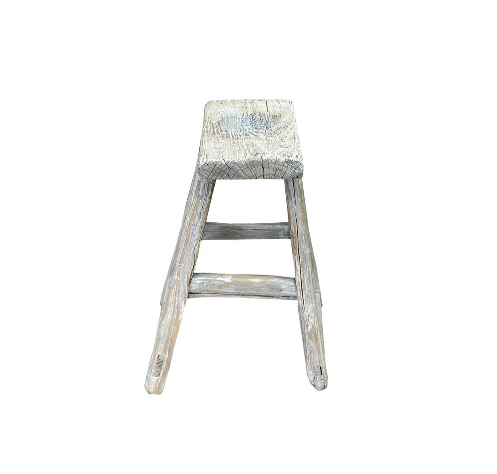 Rustic Raw Rough Wood Grain Rectangle Slim Stool Bench Side Table ws4592