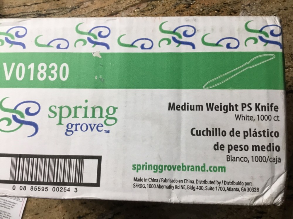 Spring grove Medium Weight White Plastic Knife - Wrapped 1000 EA per Case-NEW