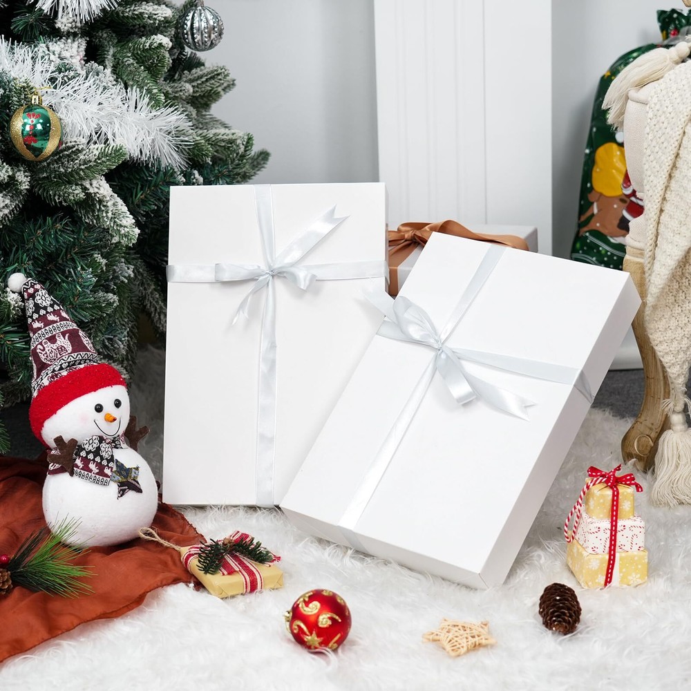 16pcs Gift Boxes with Lids for Presents White Robe Boxes Shirt Boxes Bulk for...
